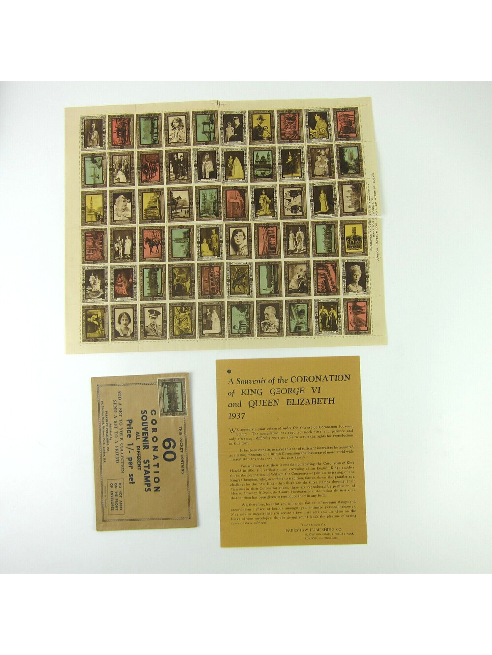 1937 Great Britain King George VI Elizabeth Coronation 60 Stamp Sheet & Insert